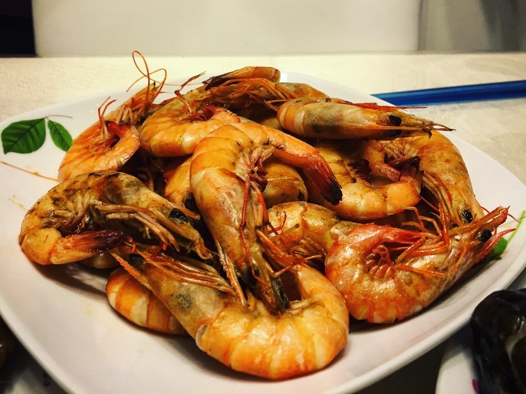 Image of a plate of stir-fried prawns