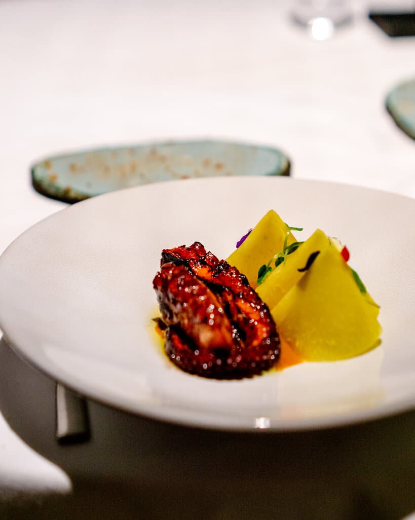 Mikla grilled octopus with kohlrabi, signature New Anatolian seafood course