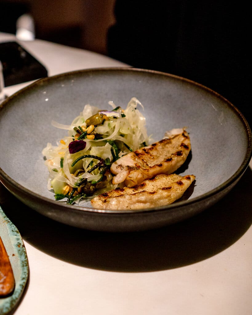 Lionfish course at Mikla, sustainable Mediterranean catch reinterpreted by Chef Mehmet Gurs