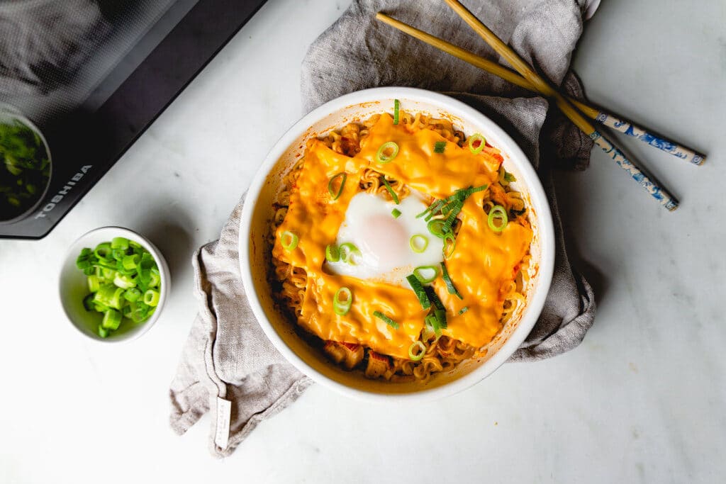 Microwave Spicy Cheese Shin Ramen Noodle Bowl