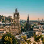 Sunset view of Edinburgh from Calton Hill